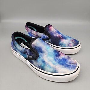 Vans Classic Slip On Galaxy Skate Shoes Sneakers Black Blue Purple Juniors 4.5